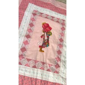 Handmade Holly Hobbie Quilt Pink Vintage Nursery Cottagecore Blanket Patchwork